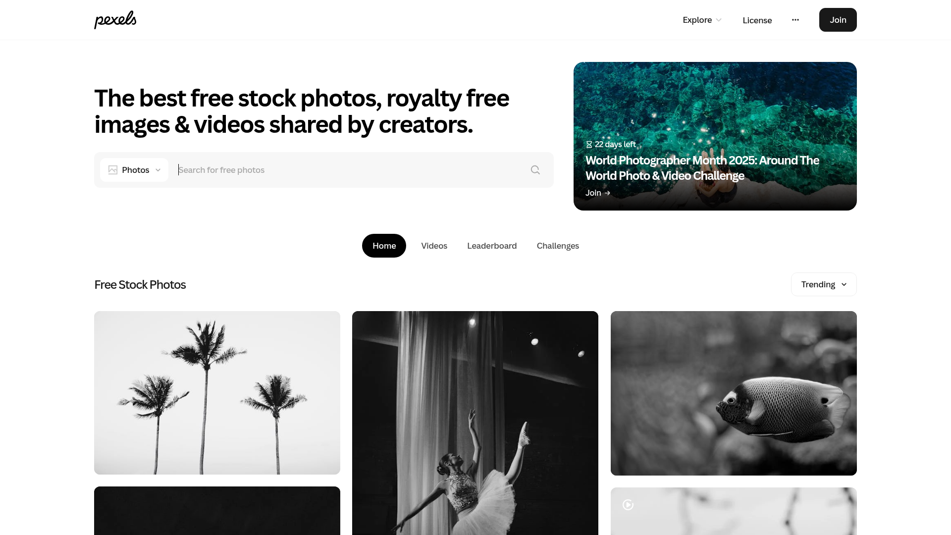 Pexels Homepage